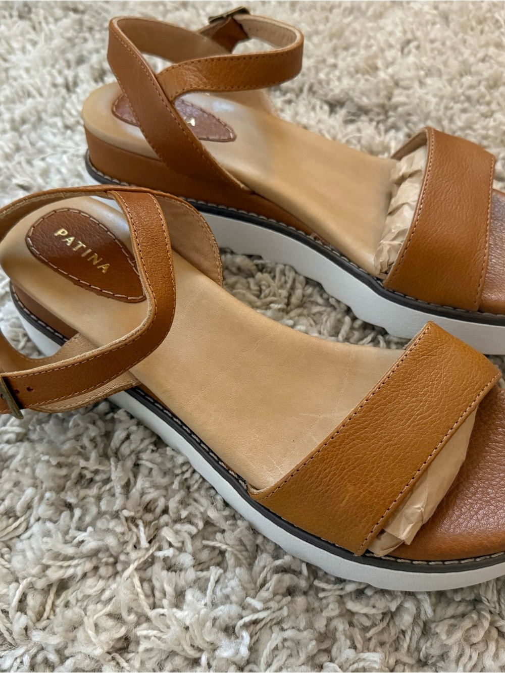 Soho Tan Platform Sandals with Ankle Strap